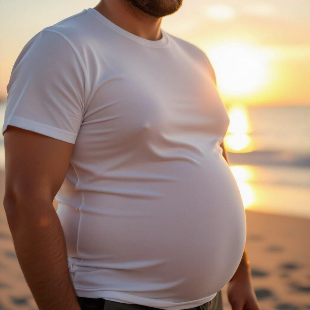 Man on Beach at Sunset with Golden Backlight