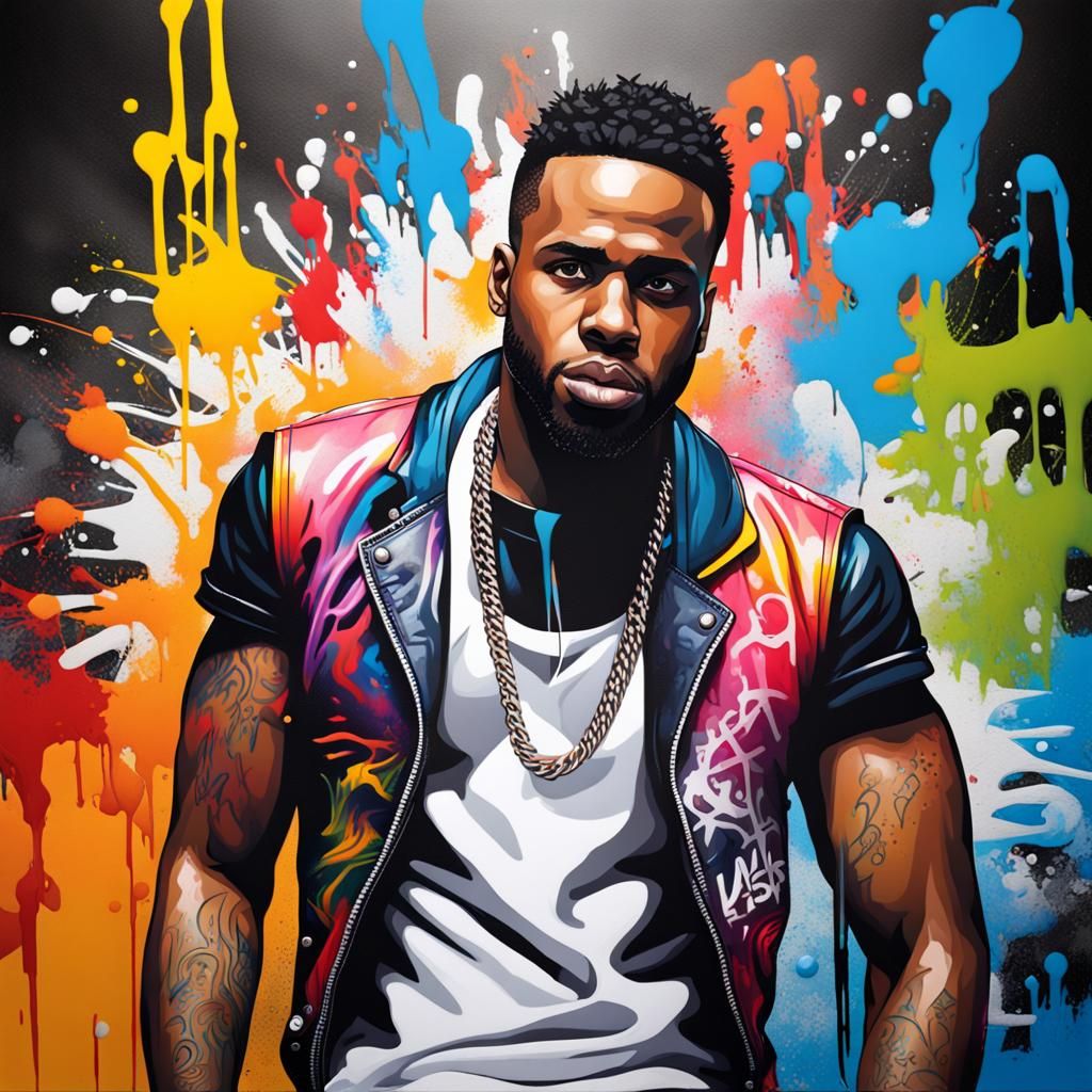 Polychromatic Graffiti Art Portrait in Street Art Style
