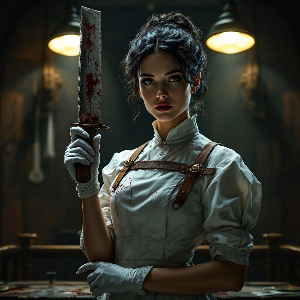 Victorian Era Doctor in Dimly Lit Surgical Auditorium