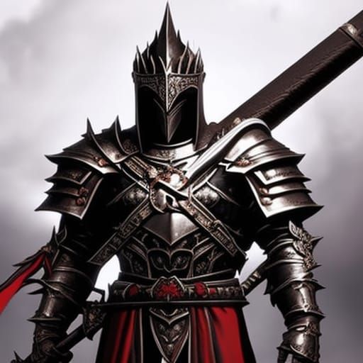 Grimdark Unholy Paladin in Crimson Armor, Dark Fantasy Art