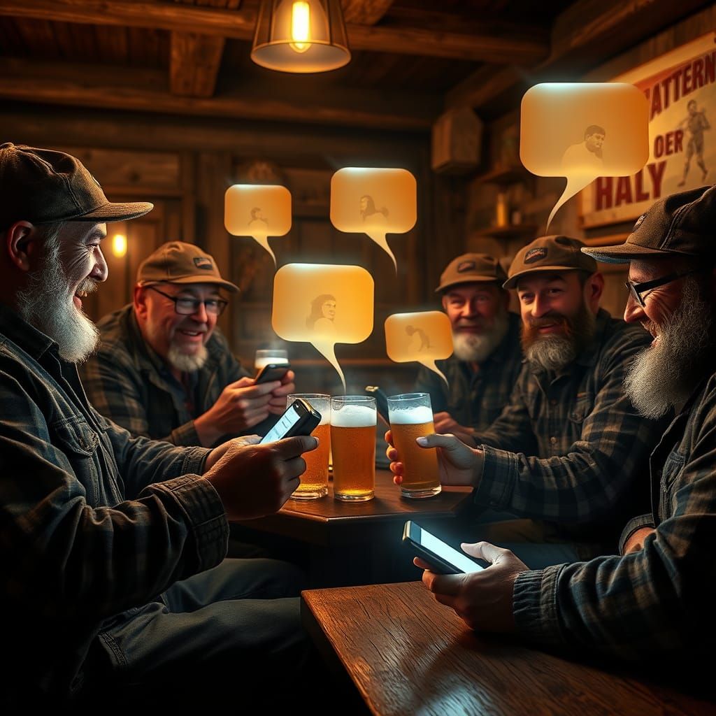 Coal Miners' AI Image Revelry in Rural Tavern