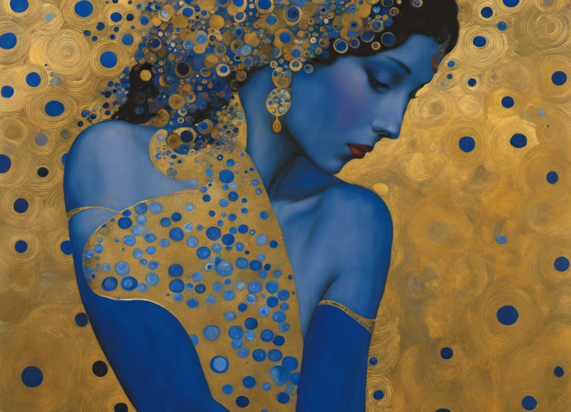 Golden Female Figure in Klimt Style