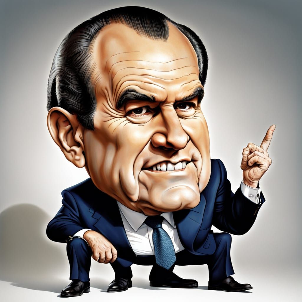 Caricature of Richard Nixon With Giant Head