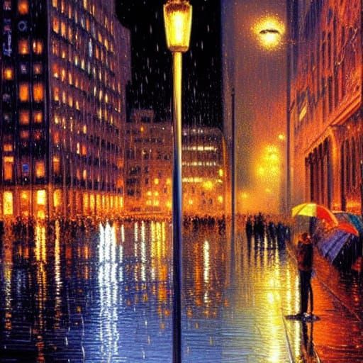 Raining Lights: An Oil Painting of Greatness