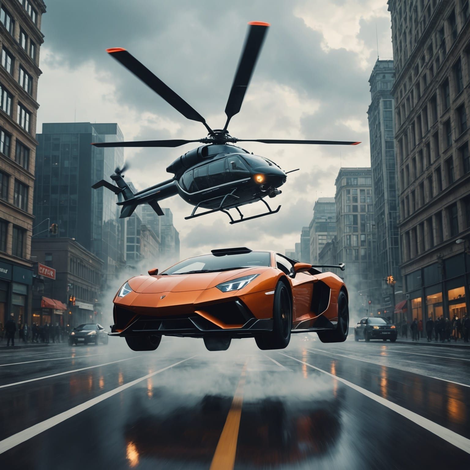 Flying Supercar in Cloud City: Digital Matte Painting