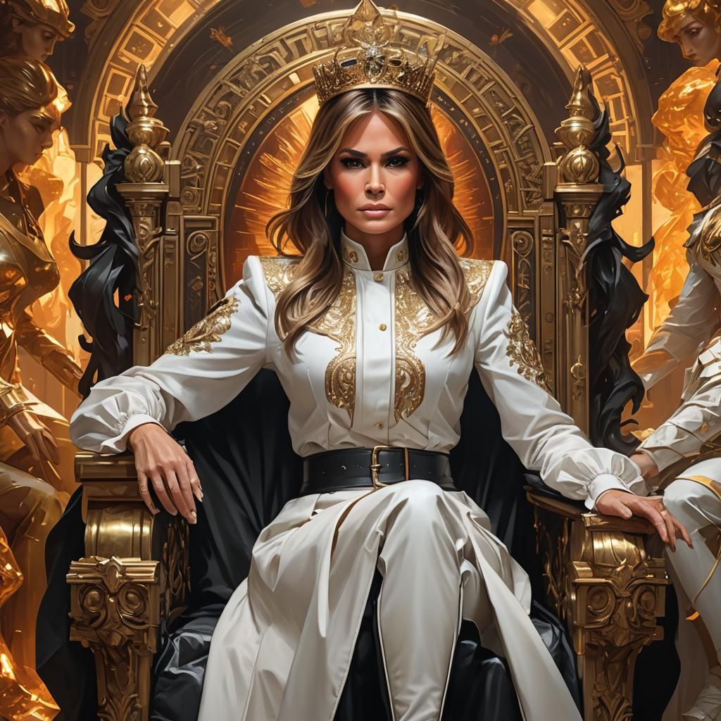 Empress Portrait with Amber Throne, Hyperdetailed Art