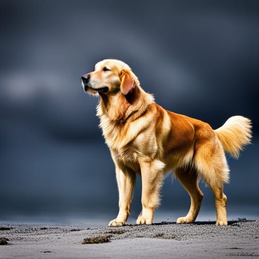 Majestic Golden Retriever in Detailed Matte Painting