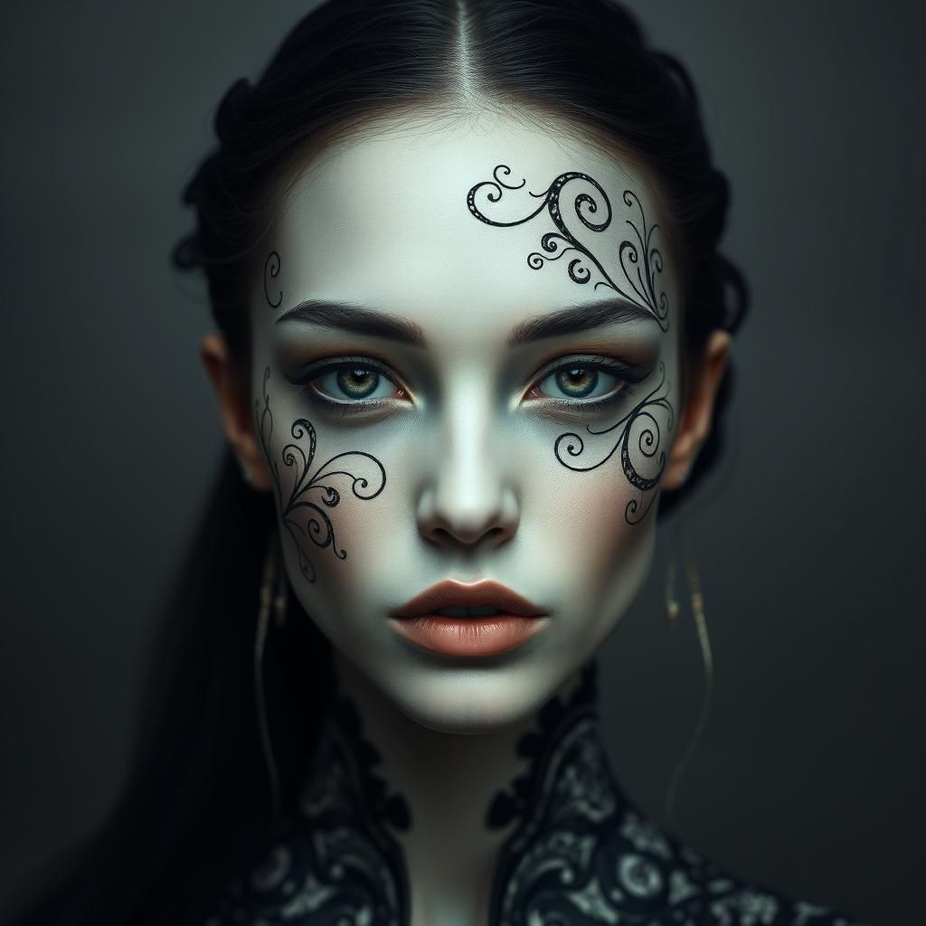 Porcelain Woman with Filigree, Eerie Beauty