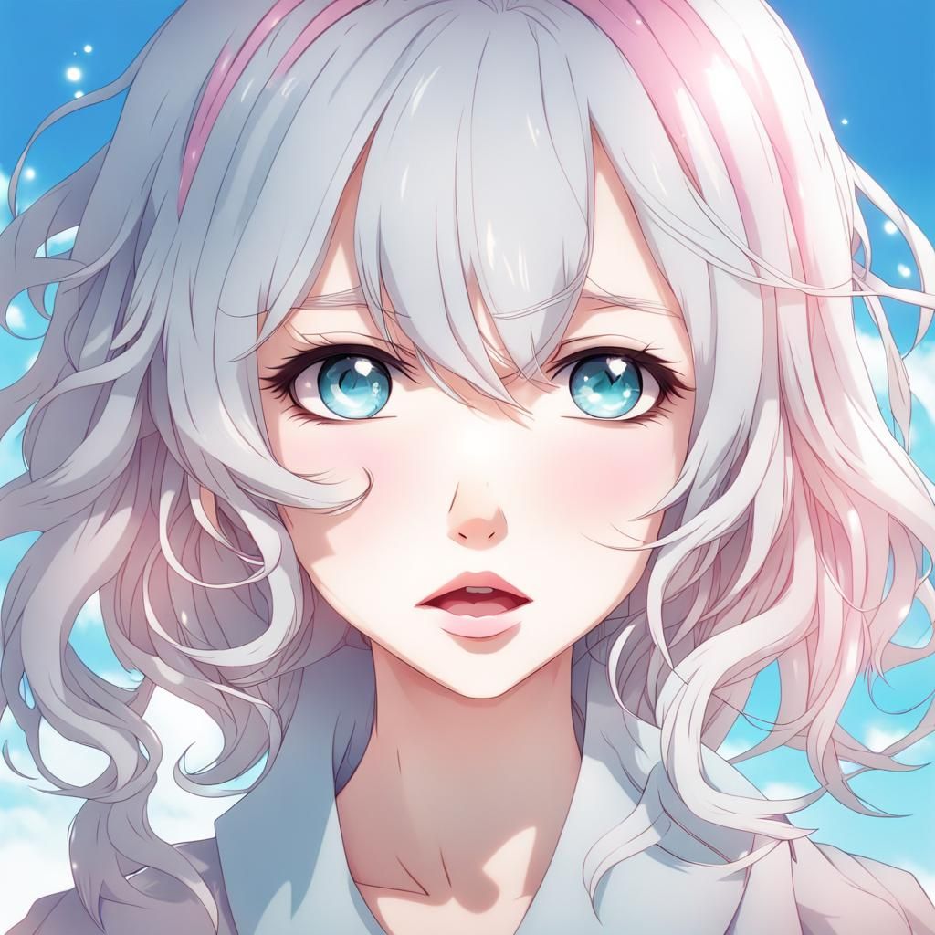Anime Girl with Heterochromia and White Hair