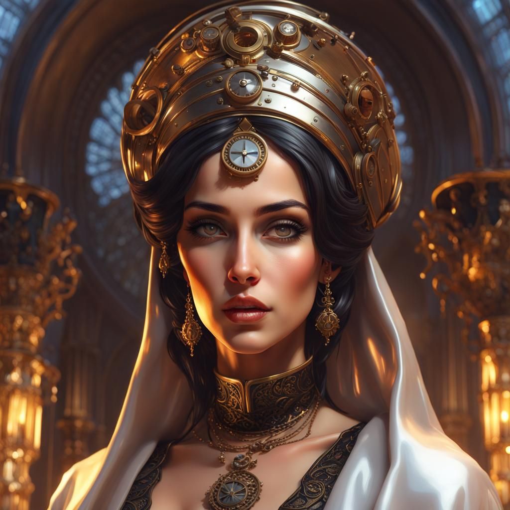 Steampunk Virgin Mary with Arabic Features