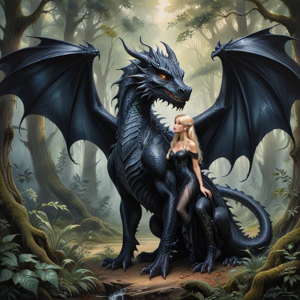 Hyperrealistic Dragon Portrait in Whimsical Forest