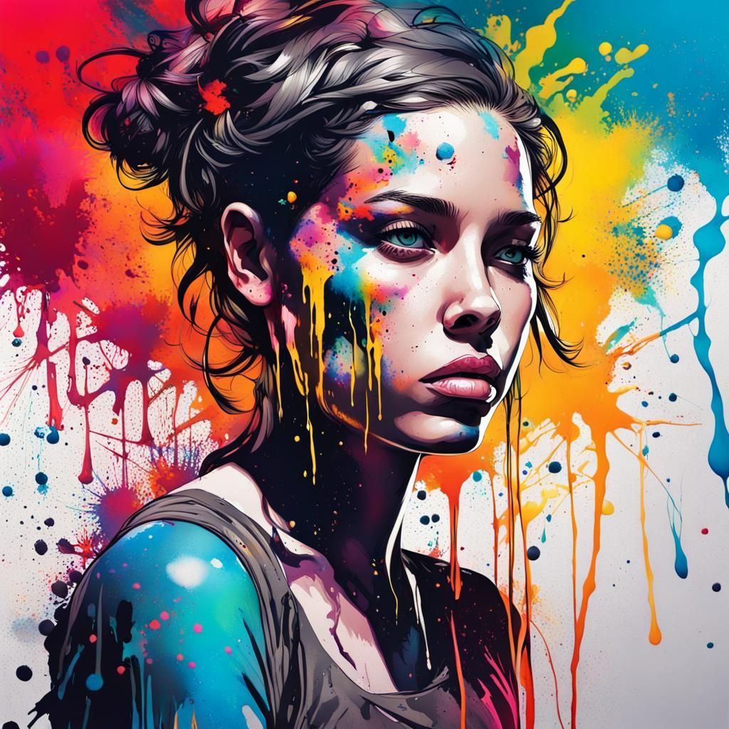 Emotional Portrait in Fantasy Graffiti Style