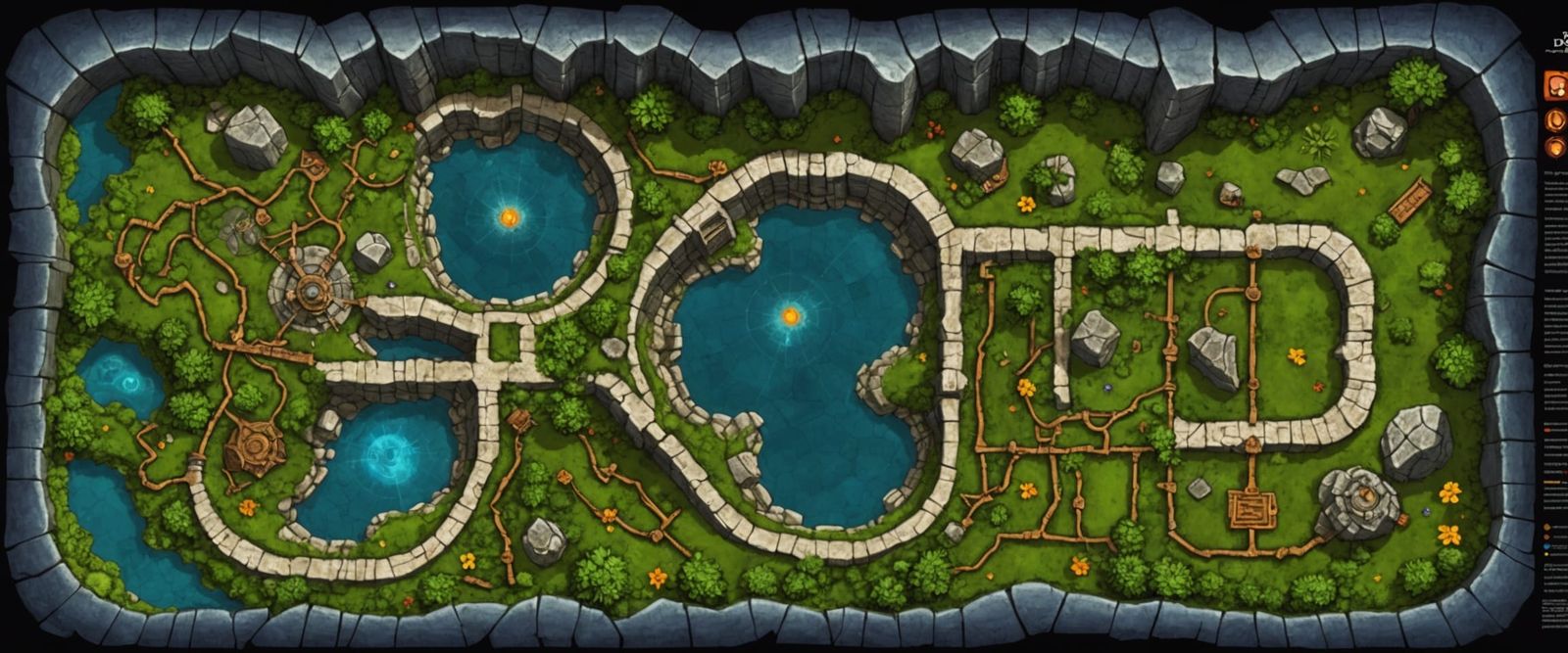 D&D Dungeon Map with Tunnels and RPG Elements