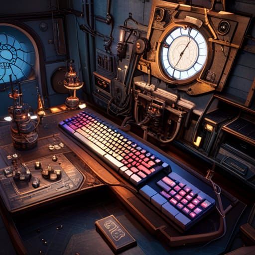 Black Mechanical Keyboard: Detailed Matte Painting