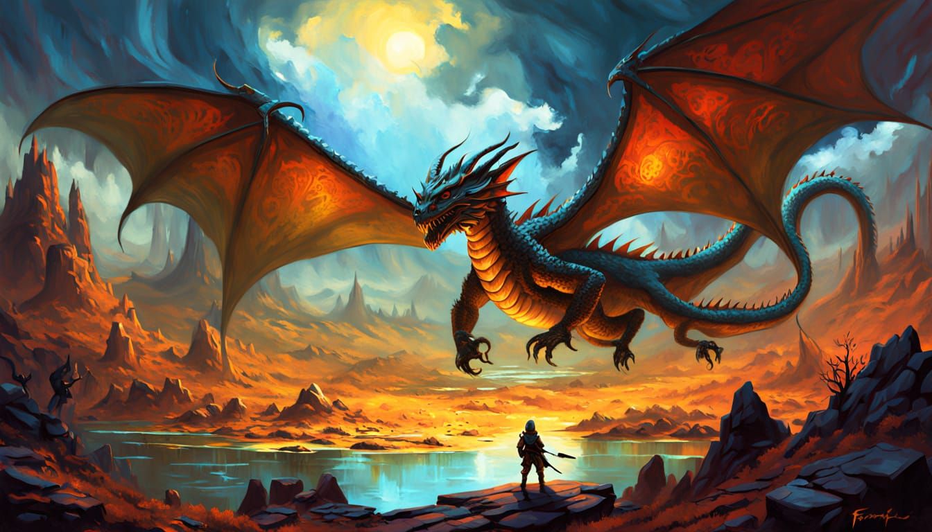 Epic Dragon Flight in Fantastical Landscape