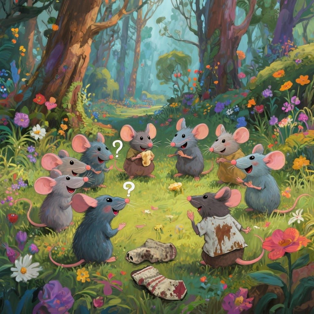 Ten Mice Playing a No-Smile Game in a Magical Forest