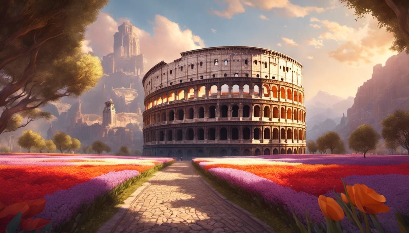 Fantasy Landscape with City and Landmarks