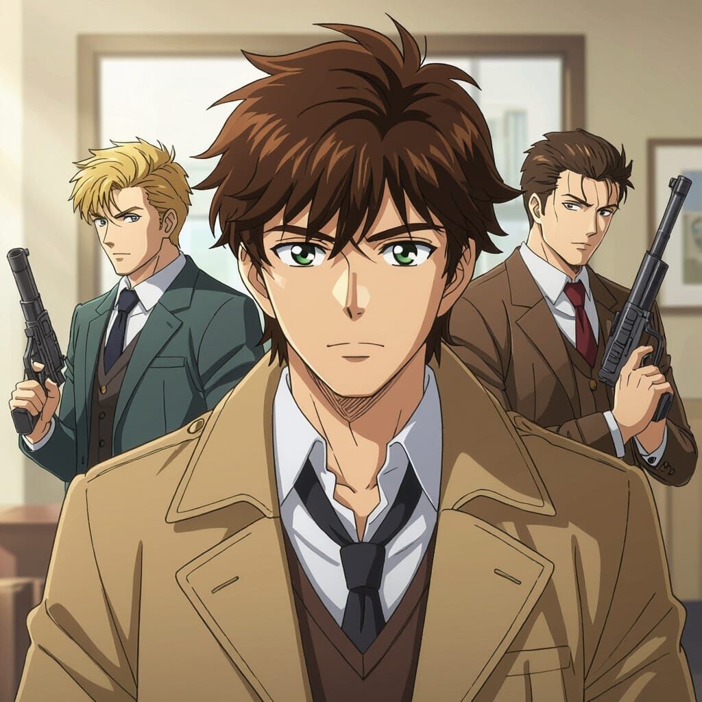 Anime Columbo & A-Team Crossover in Detailed 3D Art