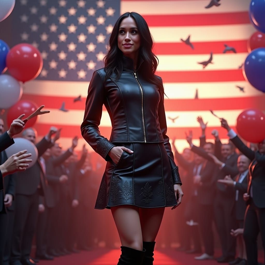 Meghan Markle in Leather Outfit: Digital Art Portrait