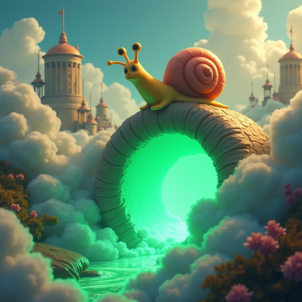 Gary Squarepants Jumps Through Portal, Digital Art