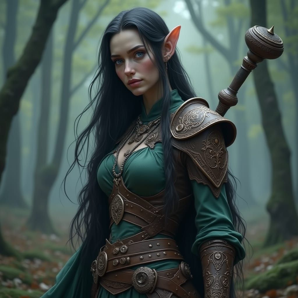 Mystical Wood Elf in Fantasy Forest