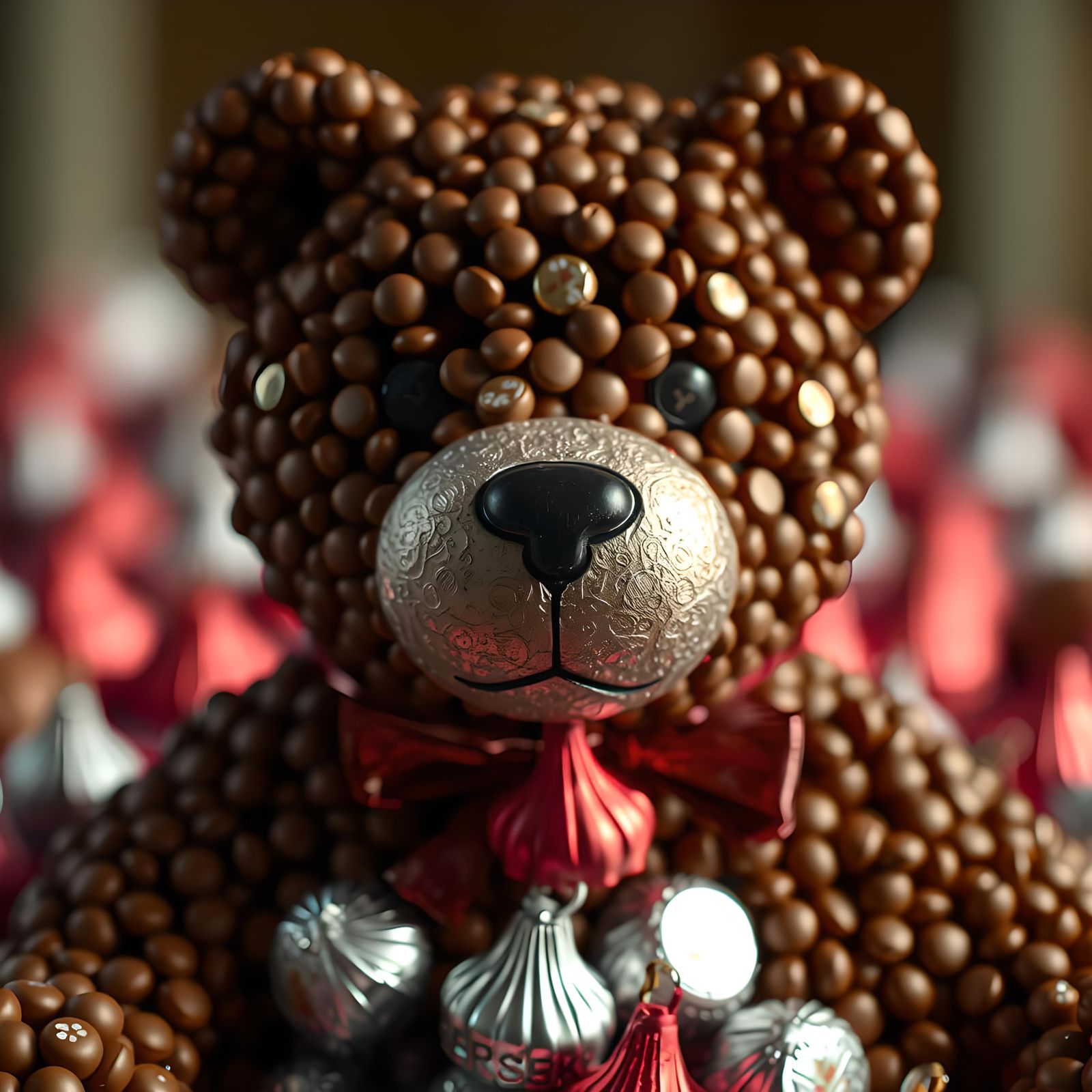 Chocolate Kiss Teddy Bear: Surreal Concept Art