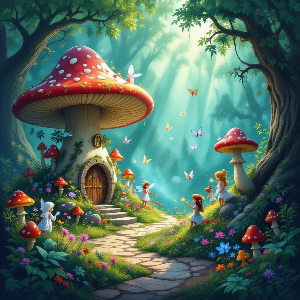 Magical Fairy Circle with Pixies and Mana Energy