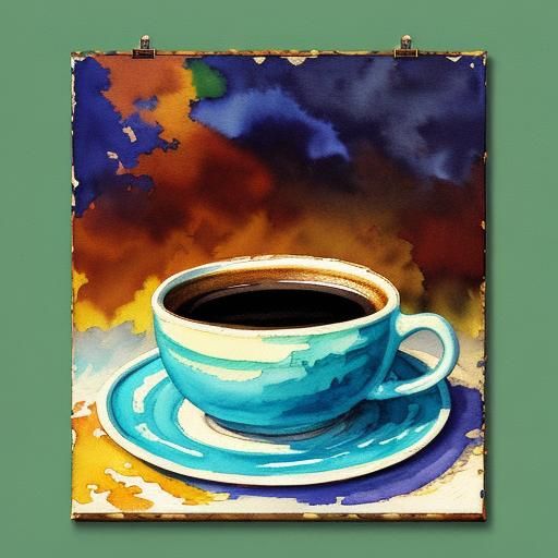Coffee Cup in Gouache Watercolor Style