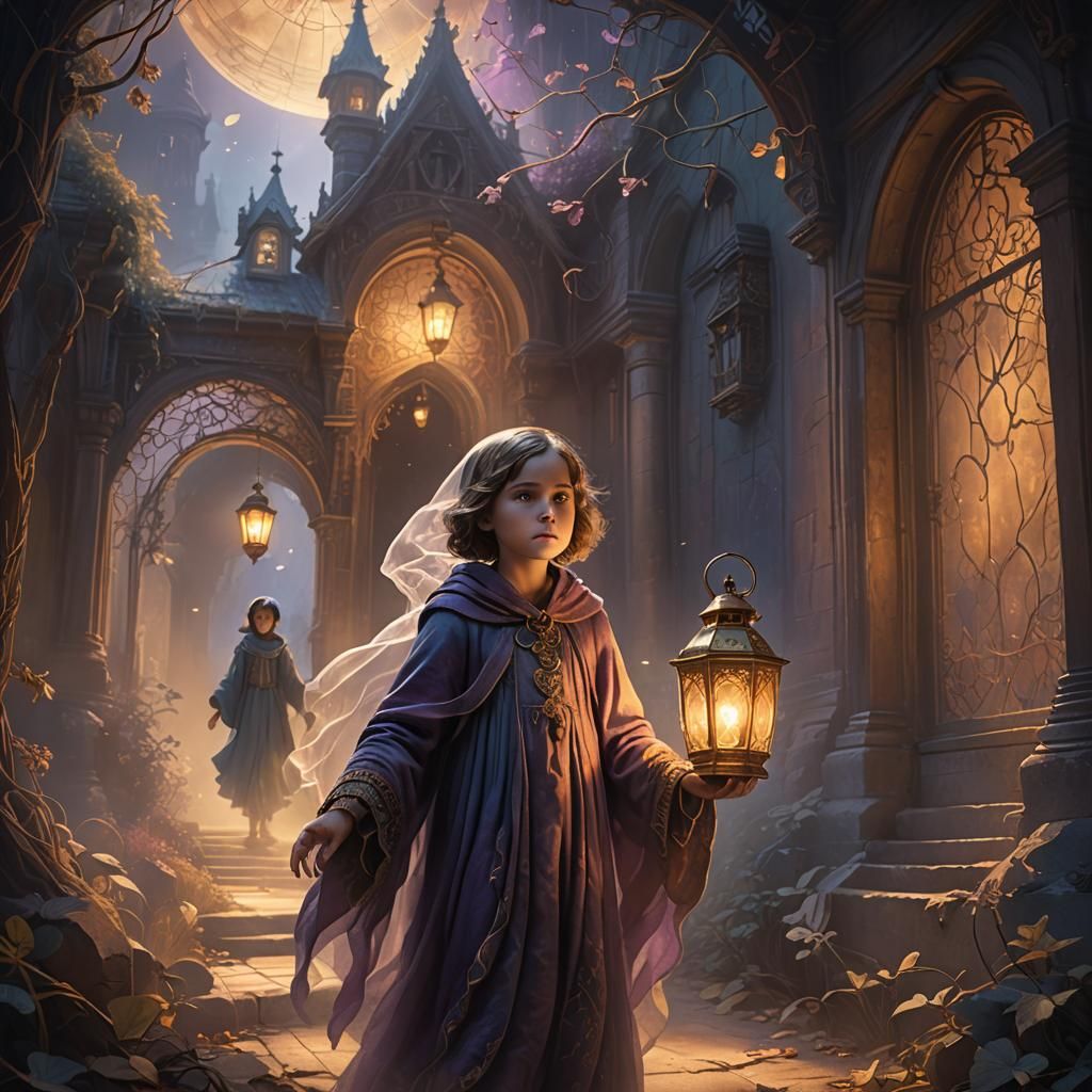 Child Protected by Ethereal Ghost in Matte Painting