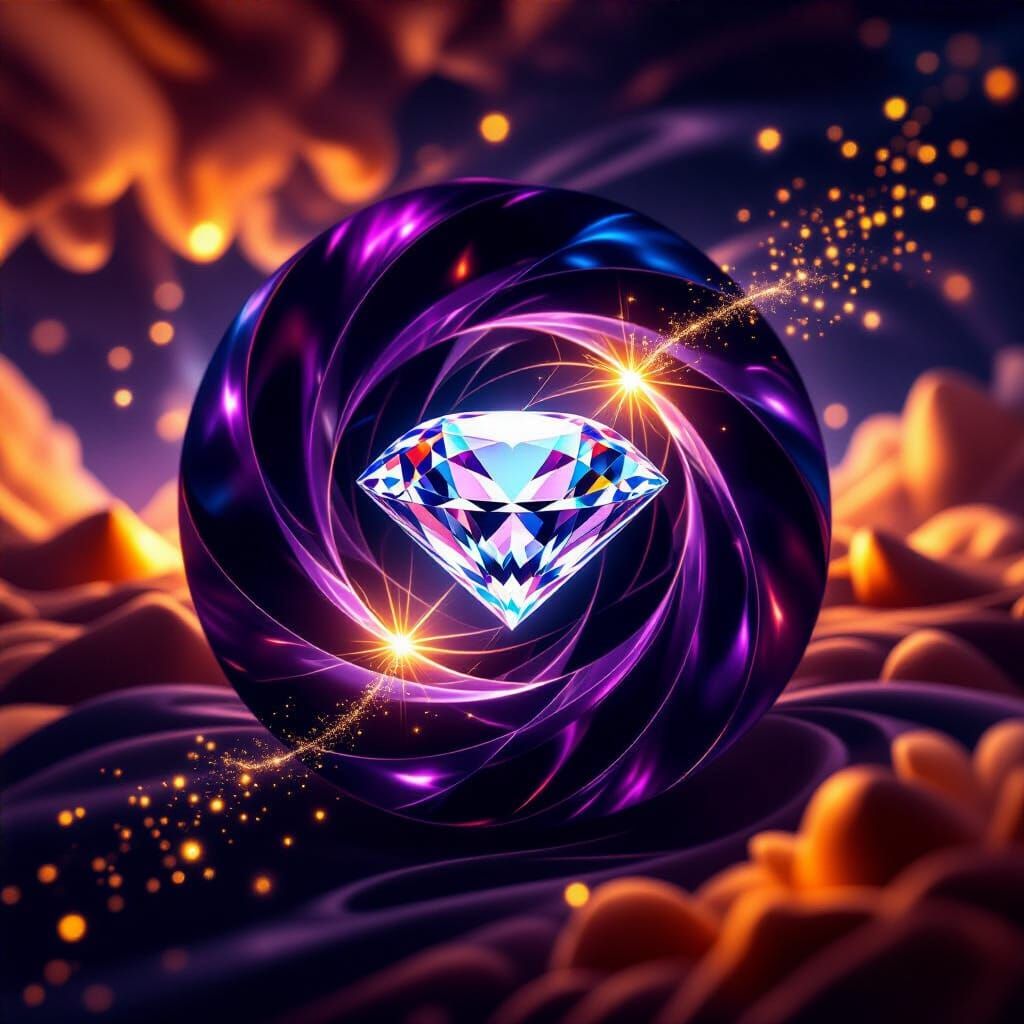 Diamond in Violet Vortex Digital Art