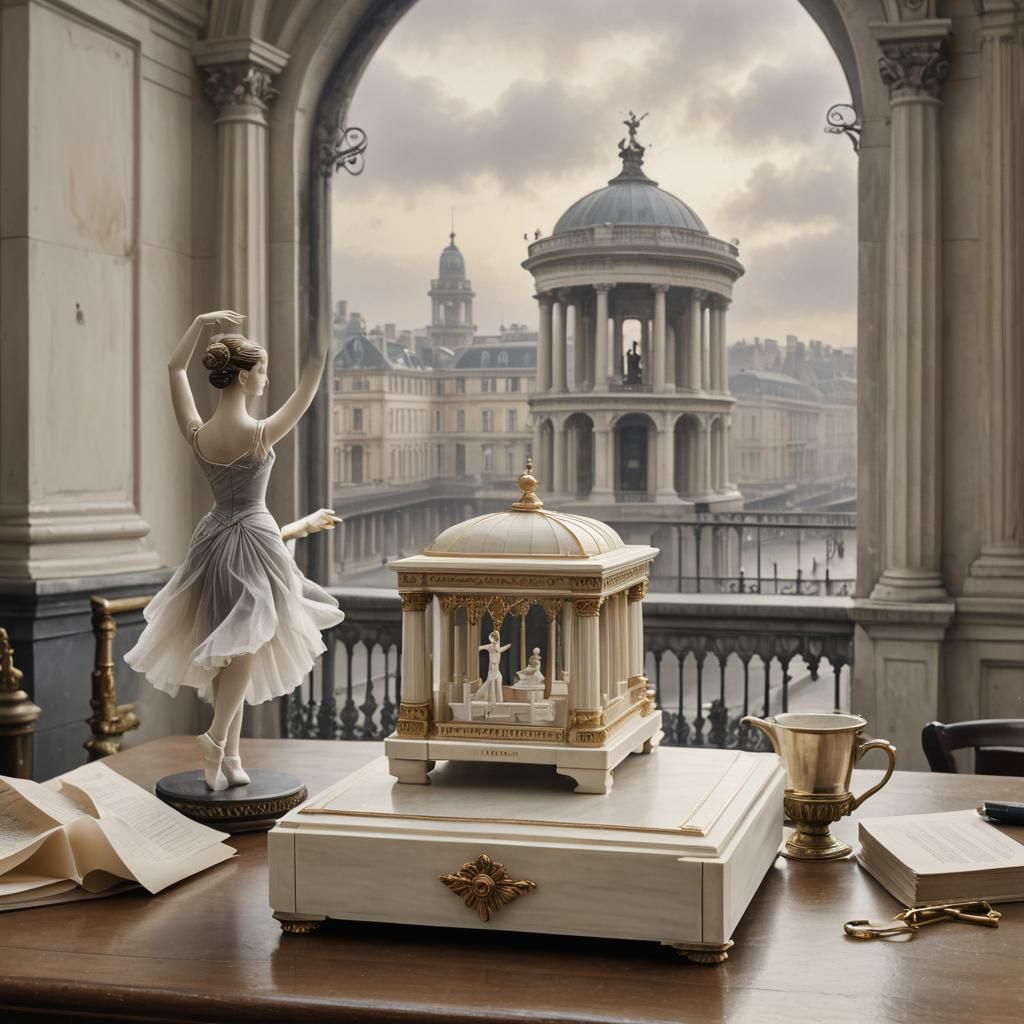 Ballet Music Box in Bleak Paris Library