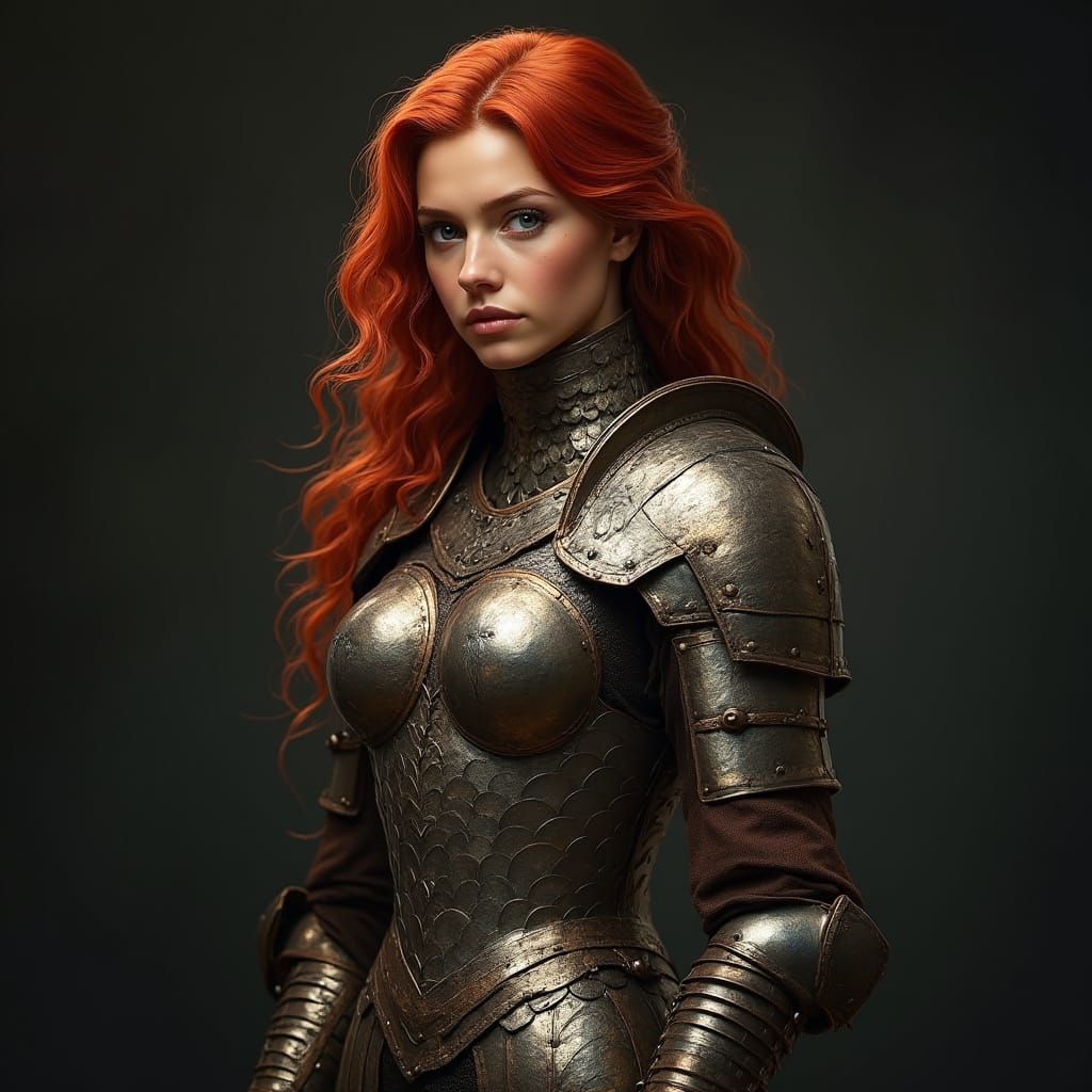 Fierce Warrior Woman in Bakherets Scale Armor
