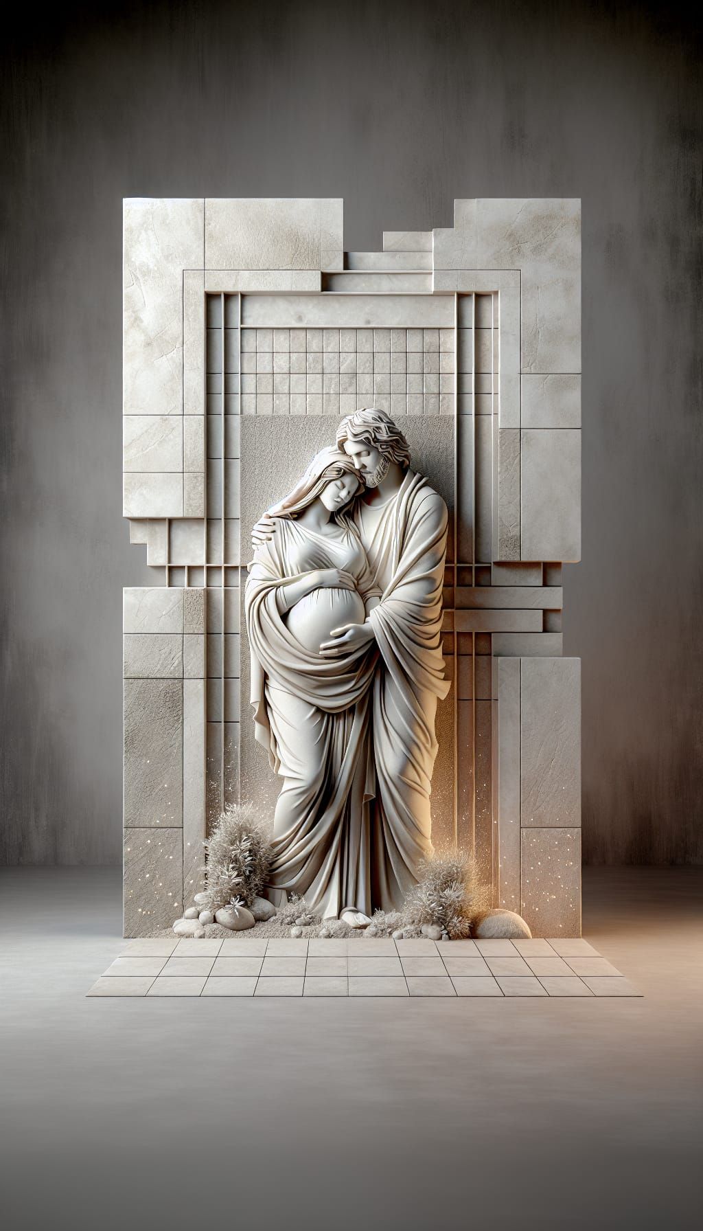 Marble Sculpture Collage: Embracing Love in Photorealistic D...