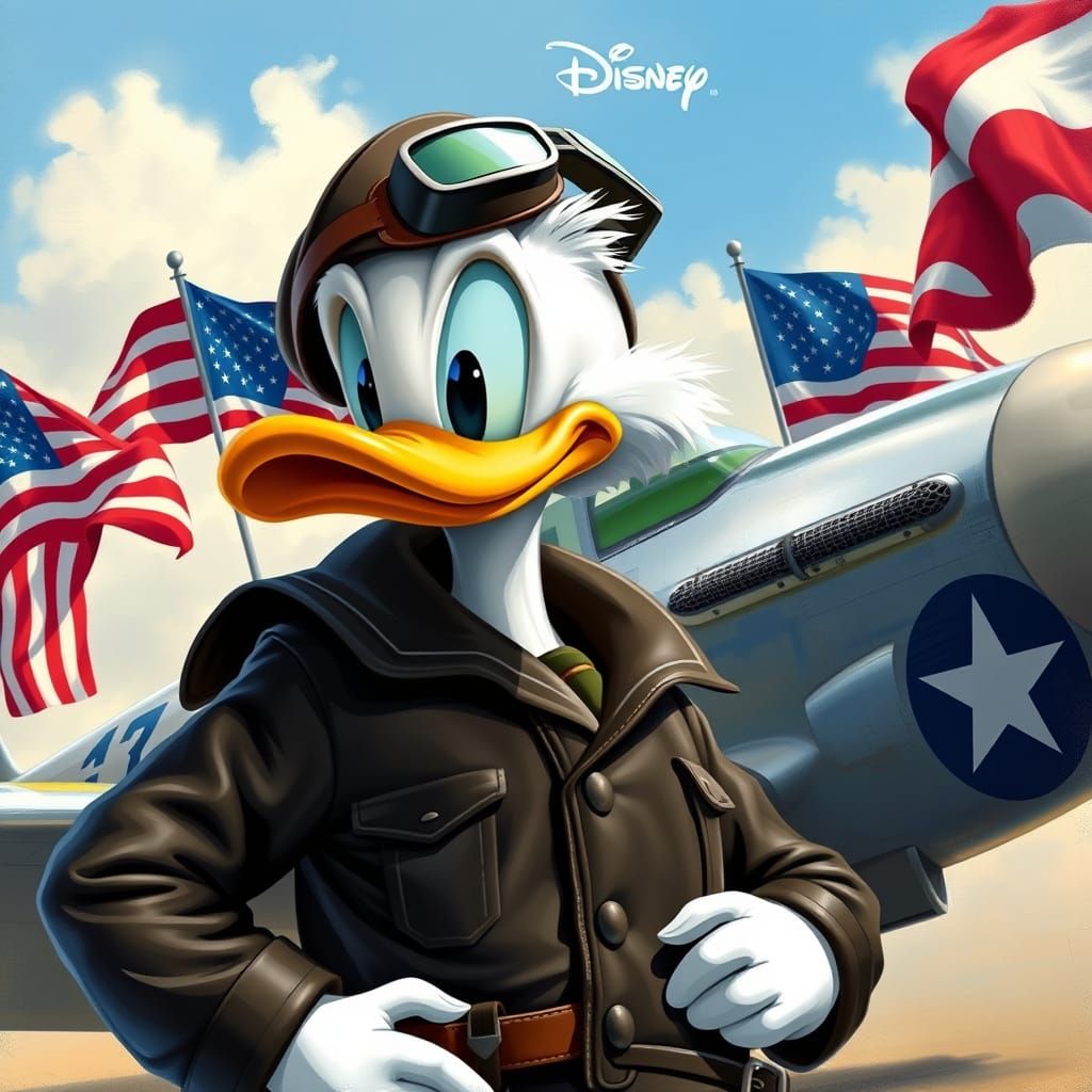 Vintage Donald Duck in WWII Aviator Gear