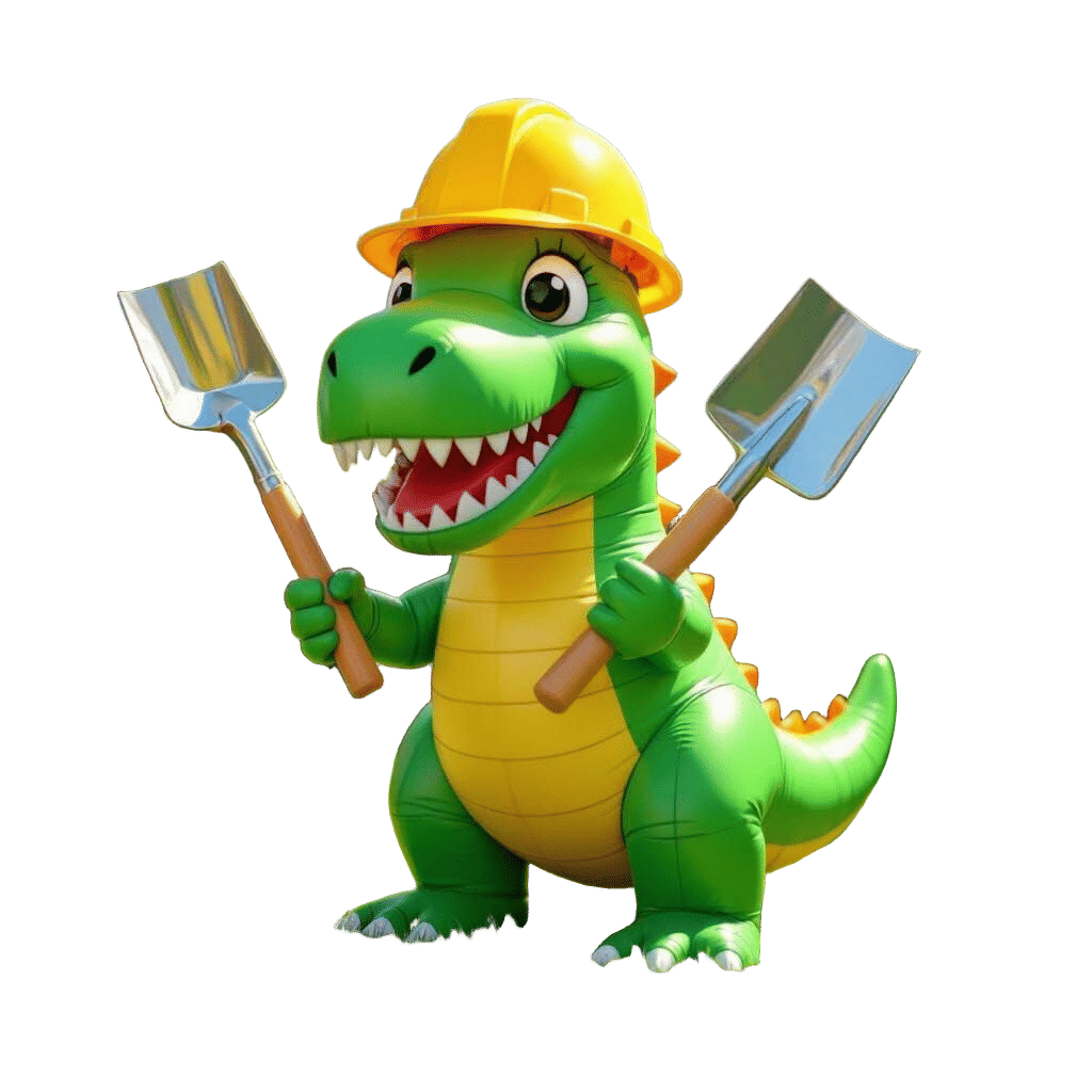 Green Inflatable T-Rex Construction Illustration