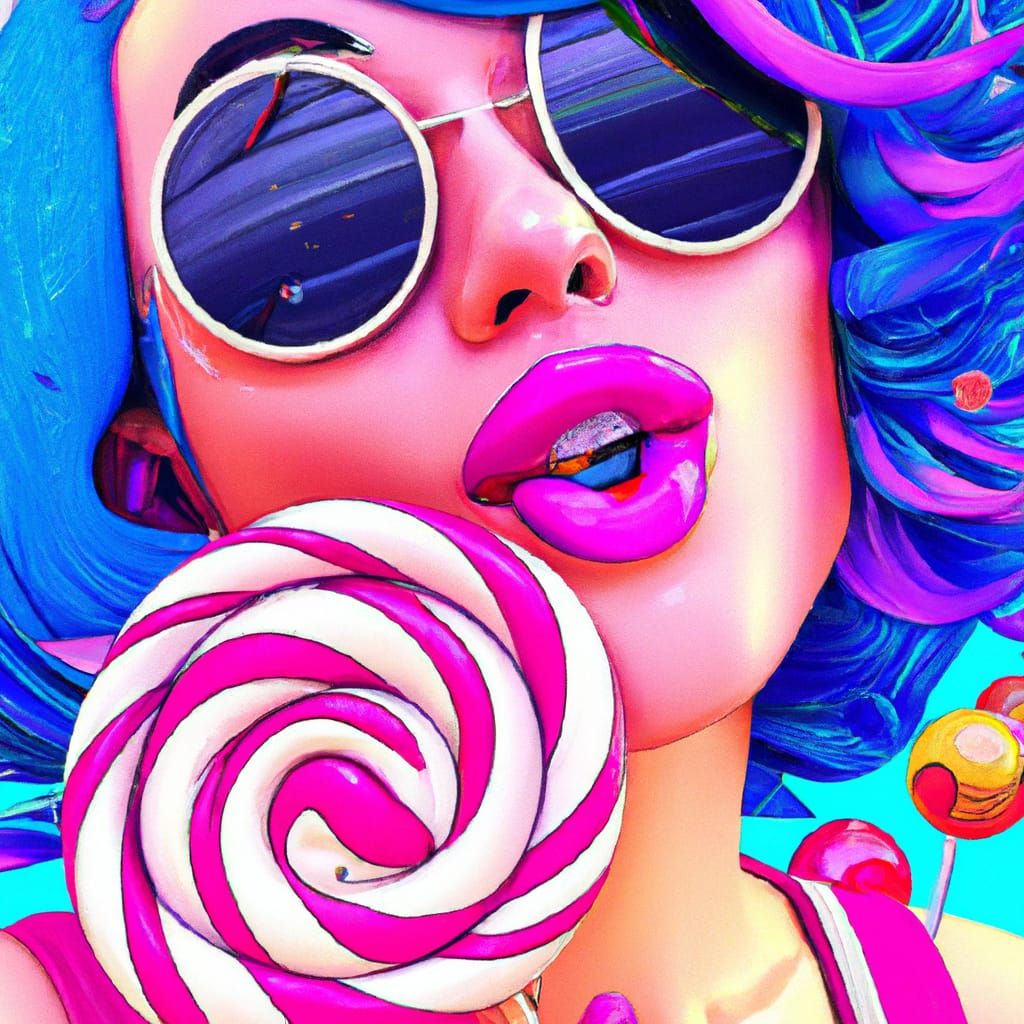 Colorful 1960s Woman in Candy Art Style