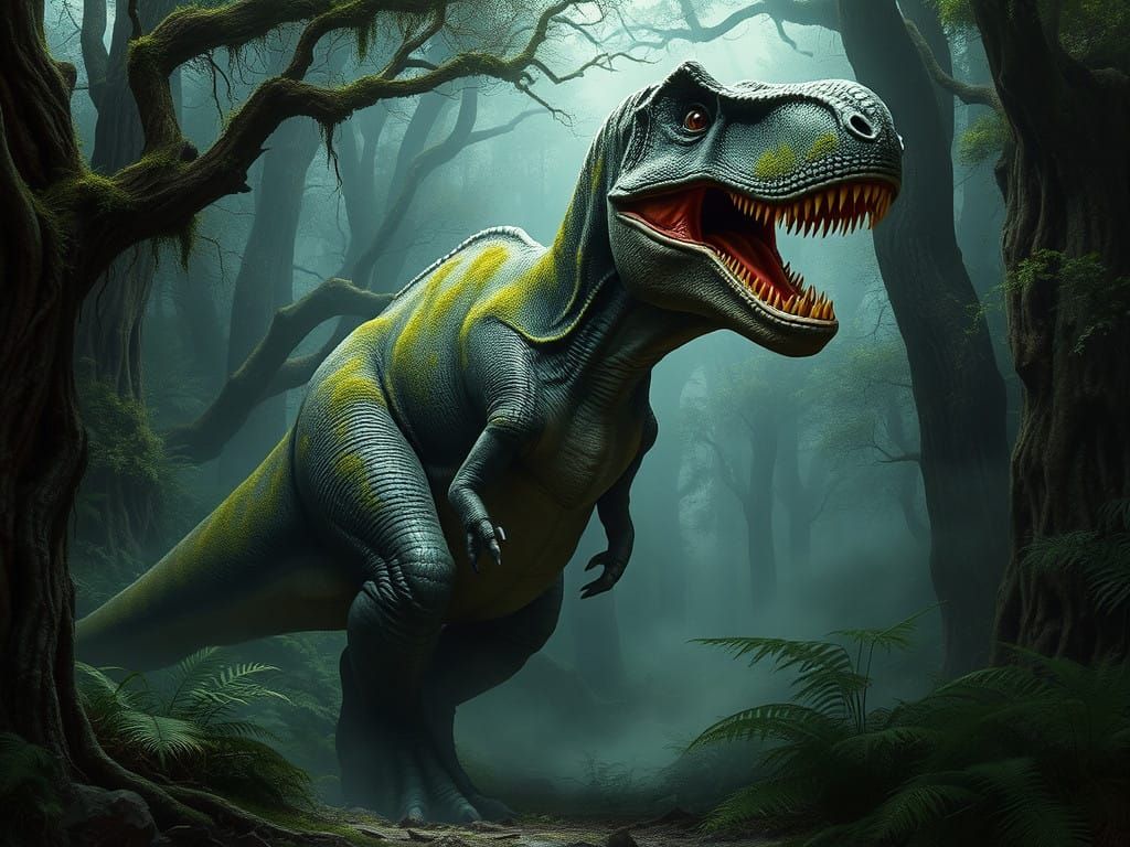 Colossal Prehistoric Beast in Fearsome Green Hues