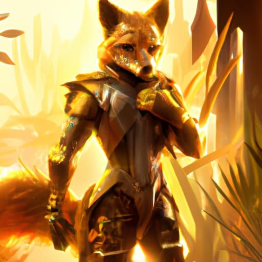 Fox in Golden Armor: Hyperdetailed Concept Art