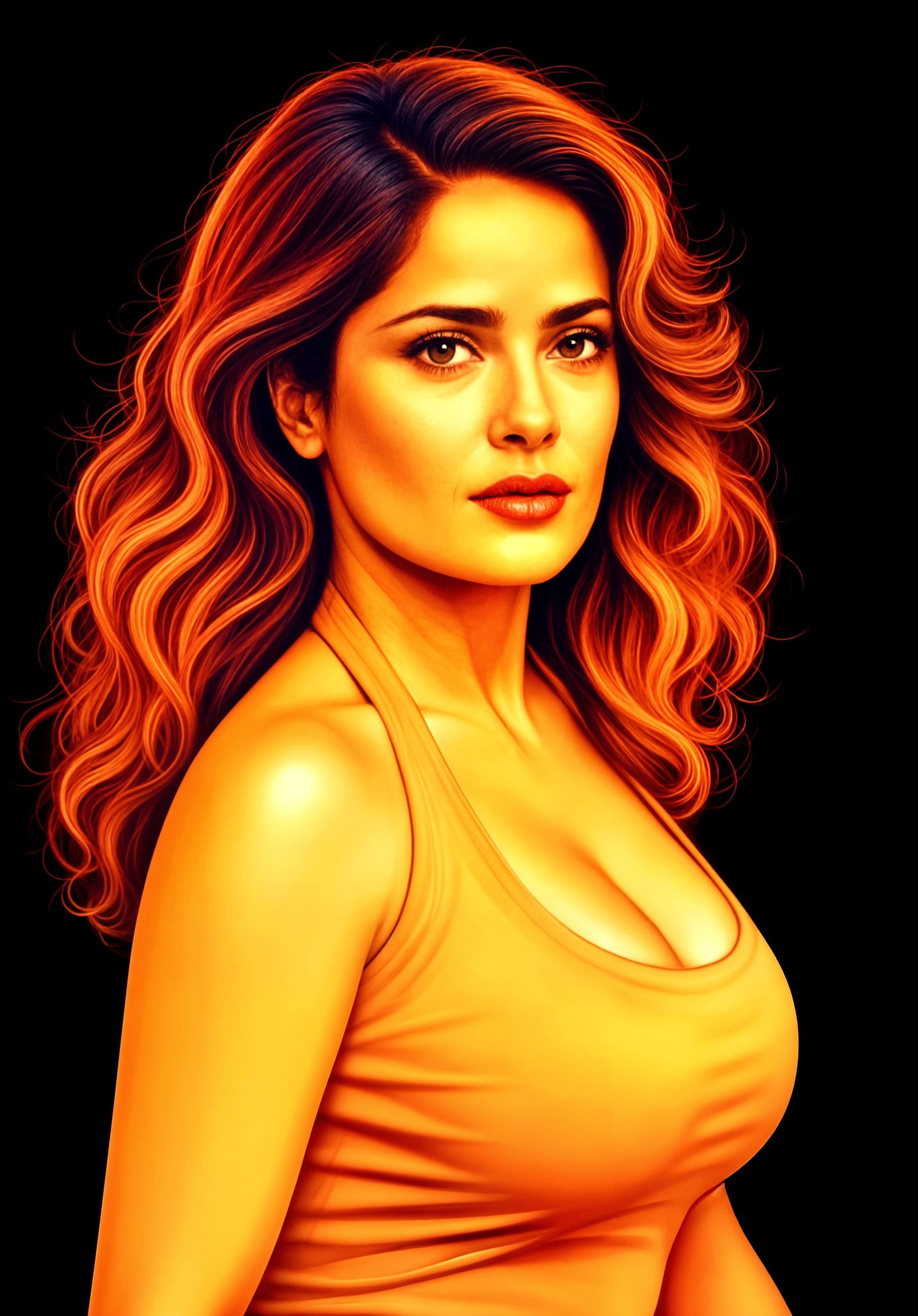 Radiant Salma Hayek in X-Ray Light