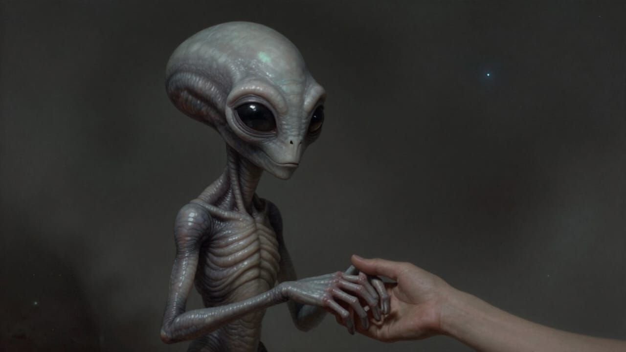 Alien and Human Embrace in Surreal Cosmic Horror