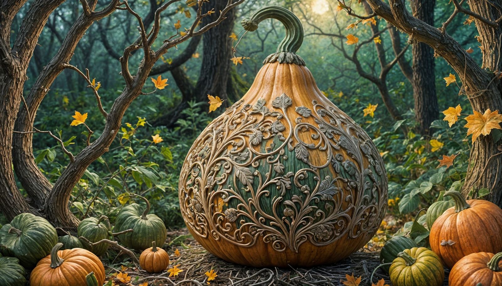 Autumn Gourd Portrait: Surreal Fairytale Masterpiece