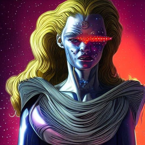 Futuristic Hero Portrait in Detailed Comic Style