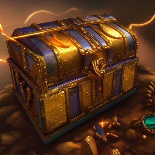 Glowing Treasure Chest with Jewels
