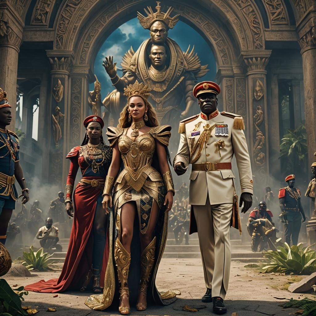 Beyonce and Idi Amin: Detailed Fantasy Art