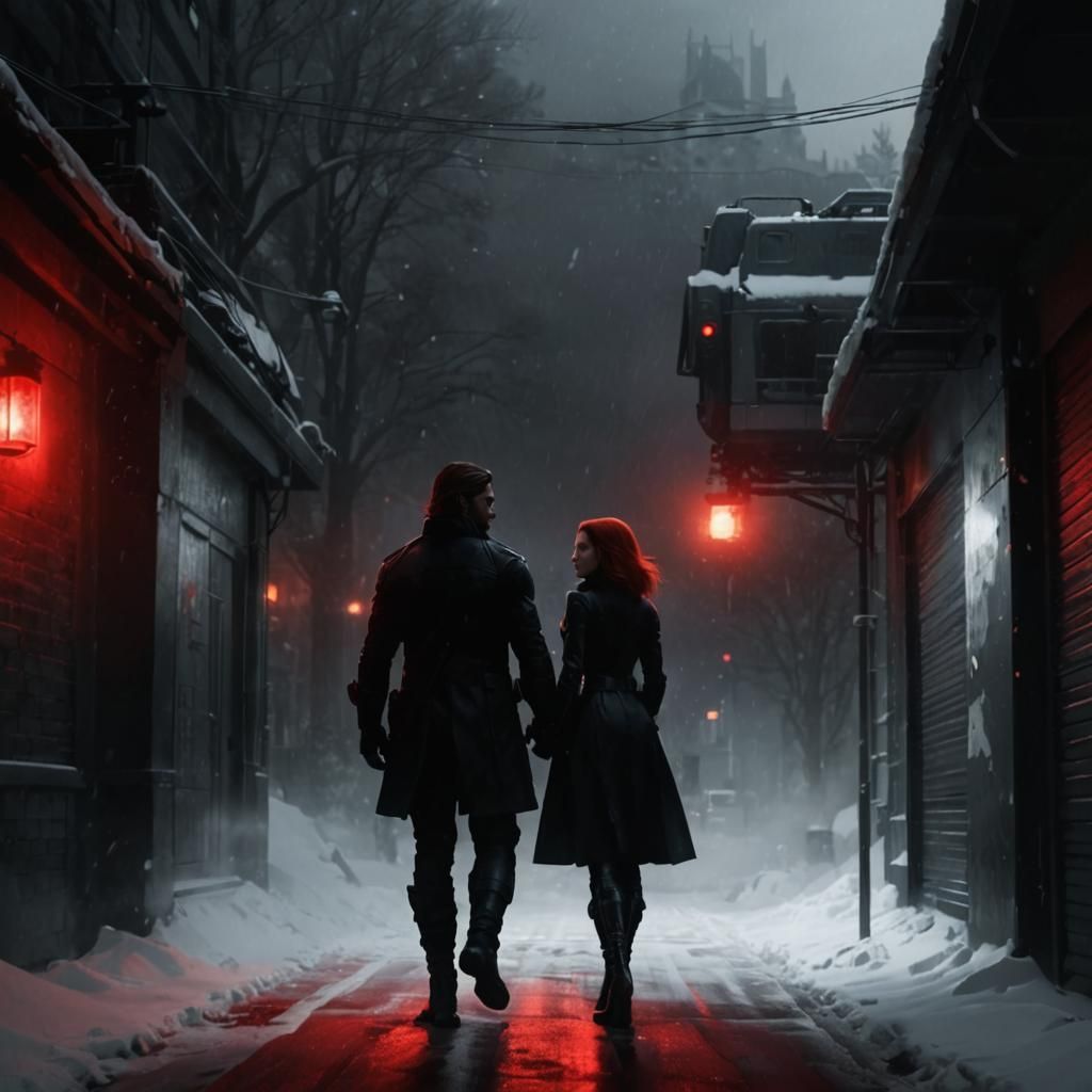 Winter Soldier and Black Widow: Hyperdetailed Concept Art