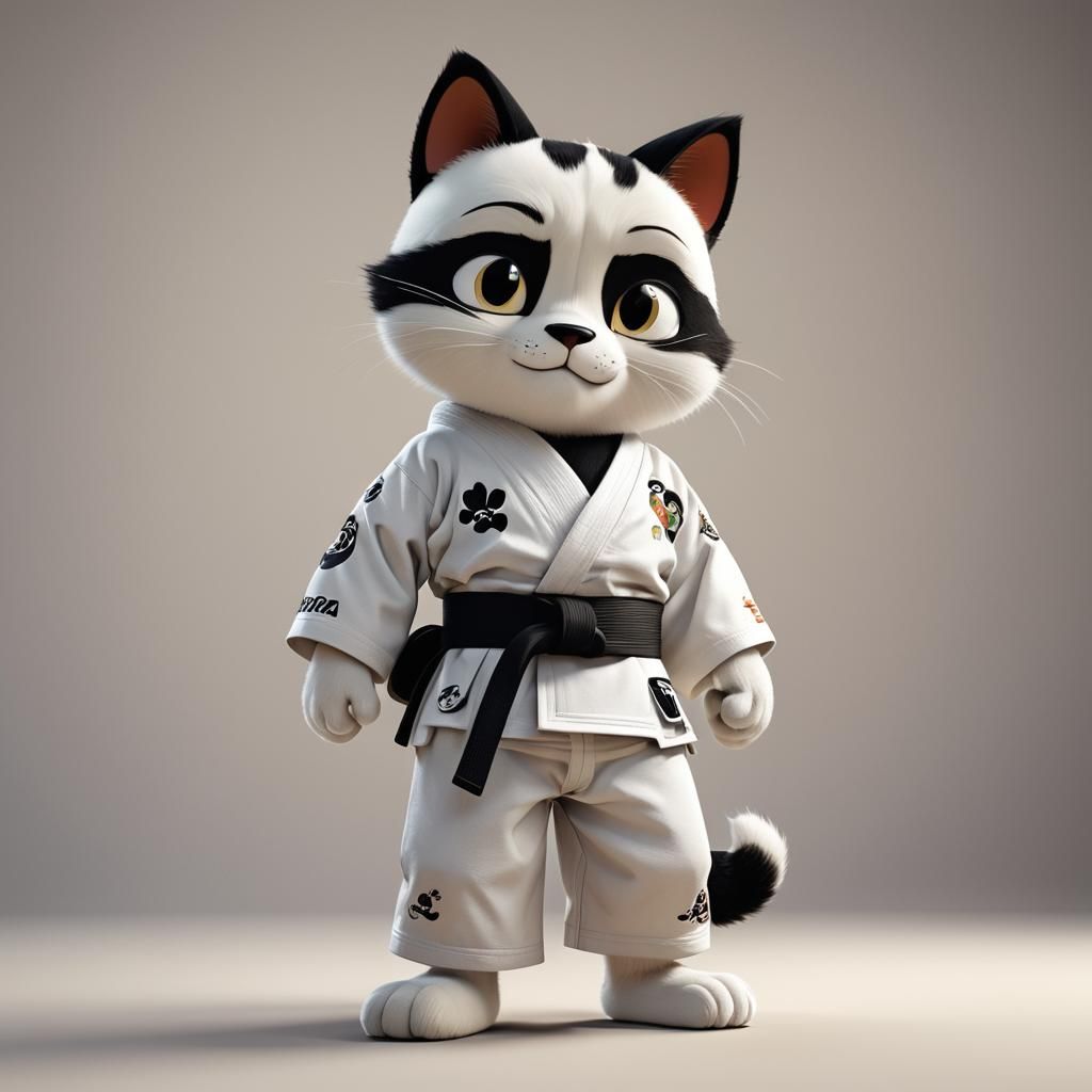 Felix the Cat in Jiu-Jitsu Kimono, Pixar Style