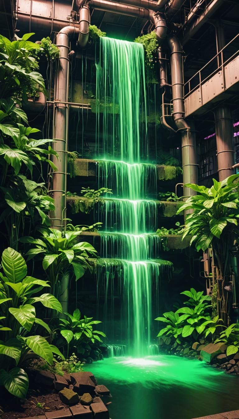 Healthy Green Waterfall at ACE Chemicals: Synthwave Neon