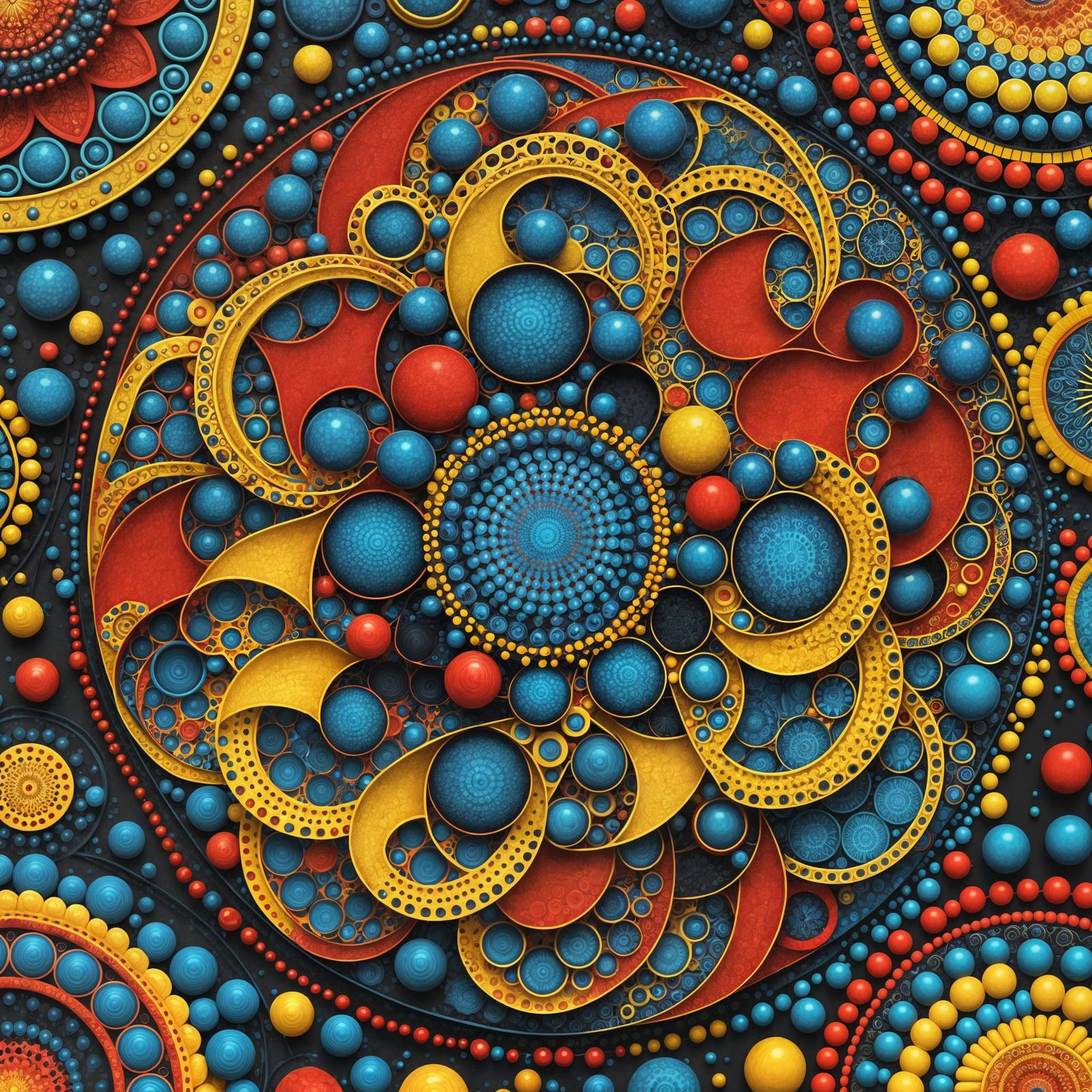 Abstract Fractal Mandala with Bubbles in 3D