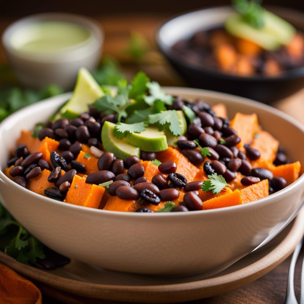 Sweet Potato and Black Bean Bowls Food Photography