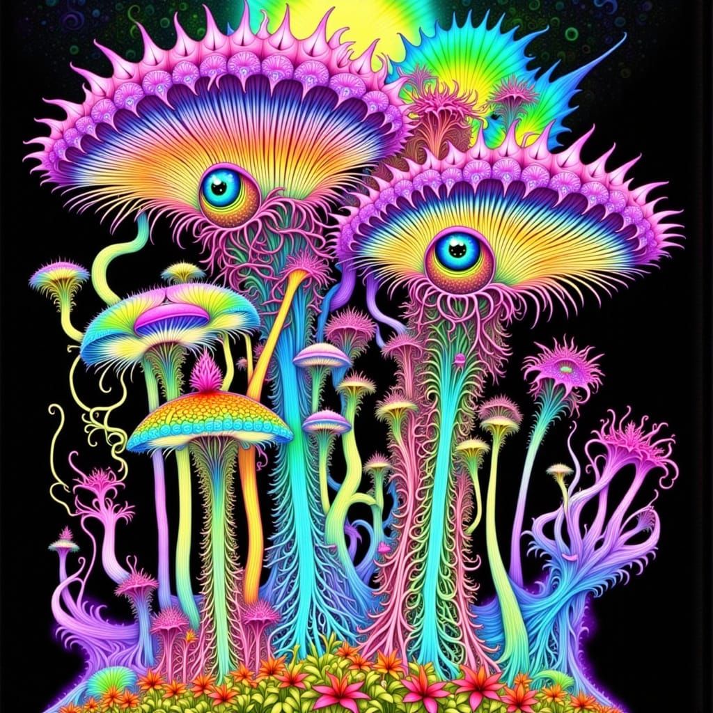 Ethereal Cyberpunk Mushroom Goddess